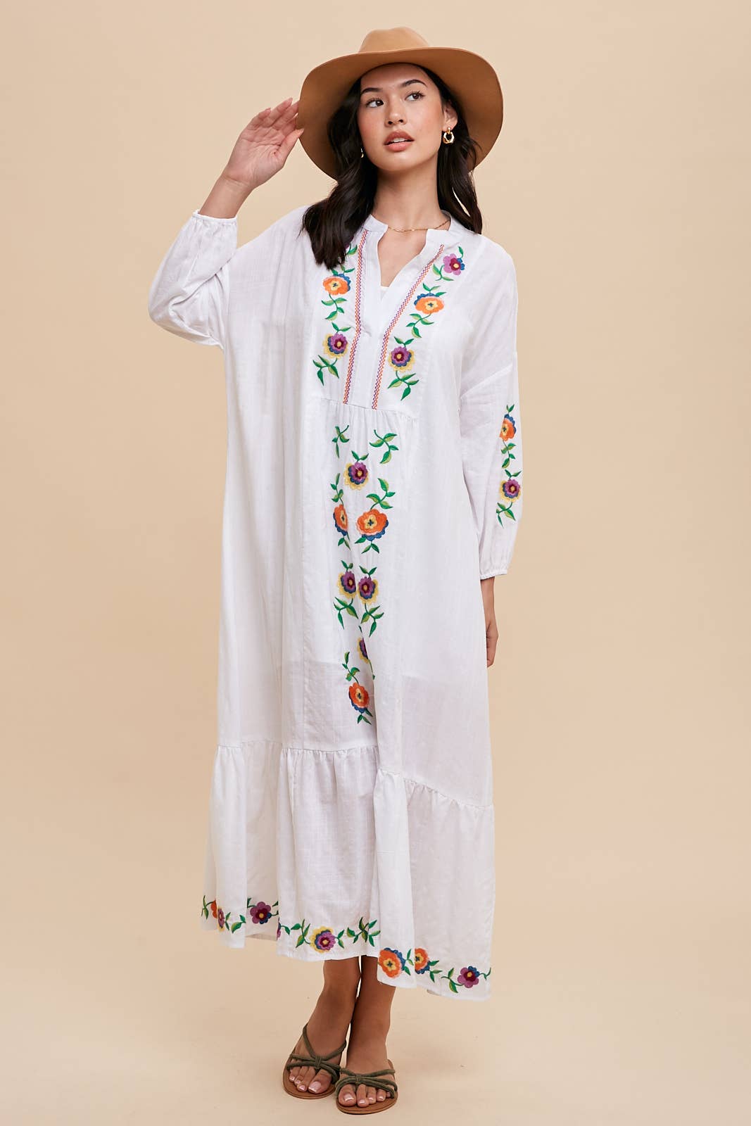 COTTON EMBROIDERED RESORT DRESS