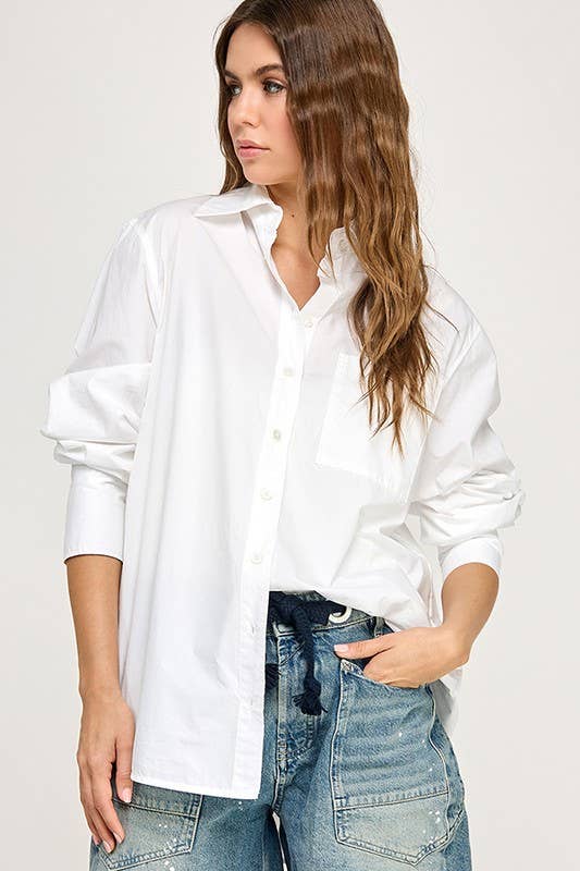 POPLIN OVERSIZED LONG SLEEVE BUTTONDOWN SHIRT