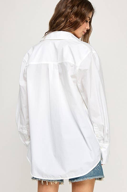 POPLIN OVERSIZED LONG SLEEVE BUTTONDOWN SHIRT