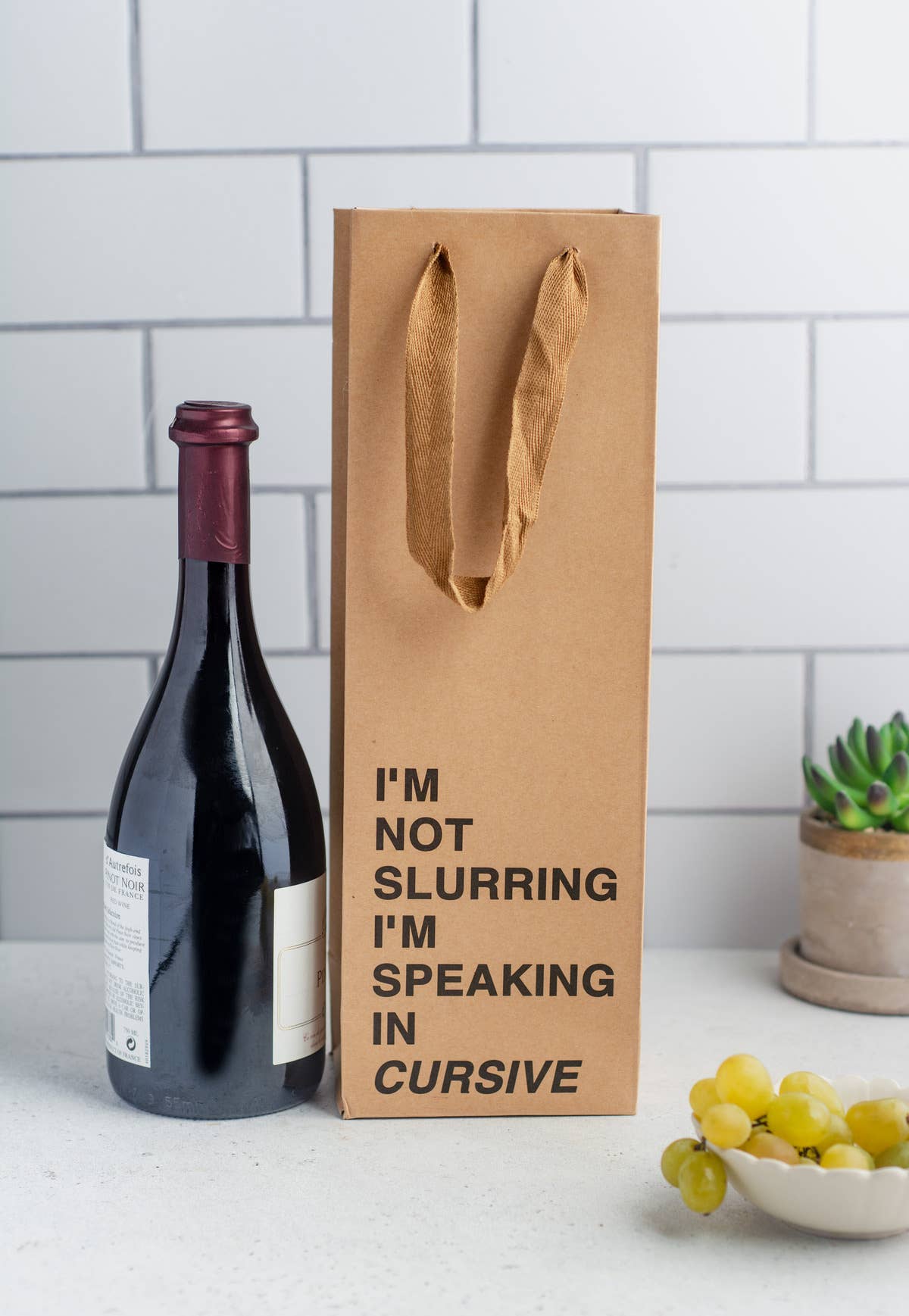 "I'm not slurring I'm speaking in cursive" Wine Gift Bag