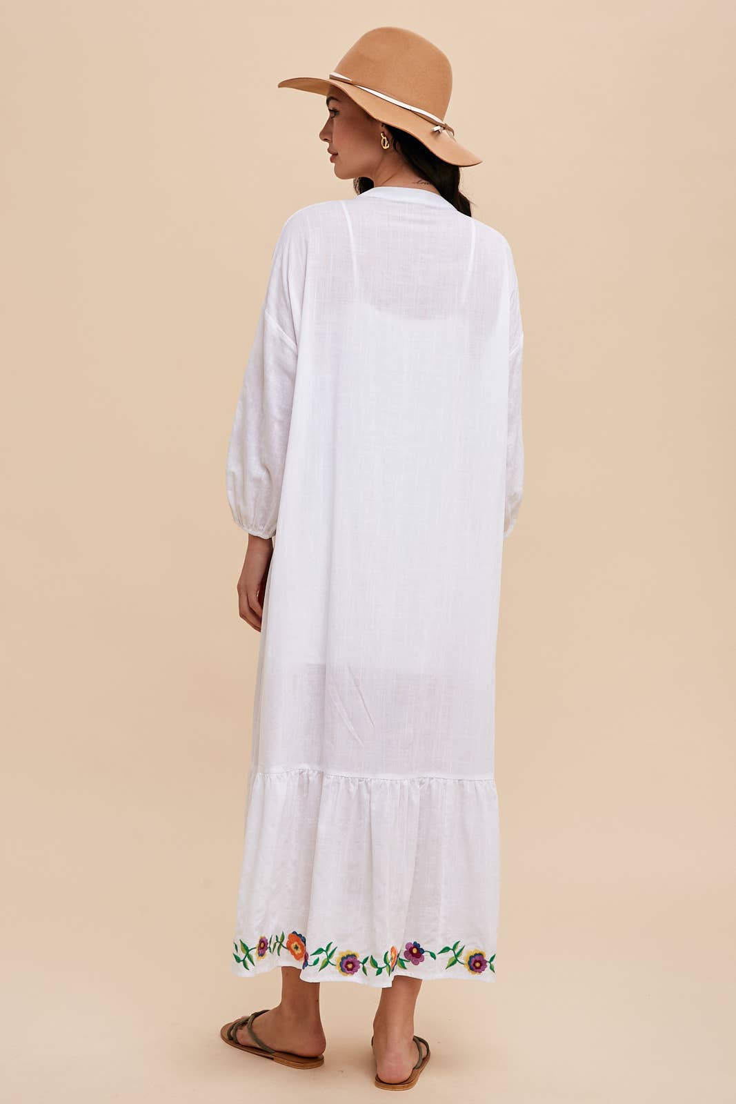 COTTON EMBROIDERED RESORT DRESS