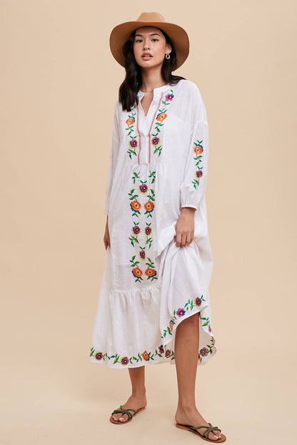 COTTON EMBROIDERED RESORT DRESS
