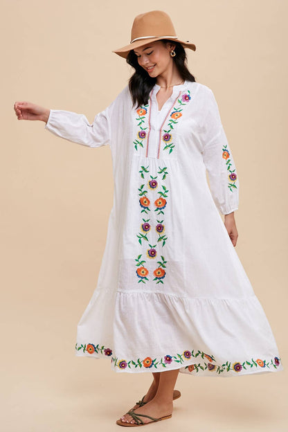 COTTON EMBROIDERED RESORT DRESS