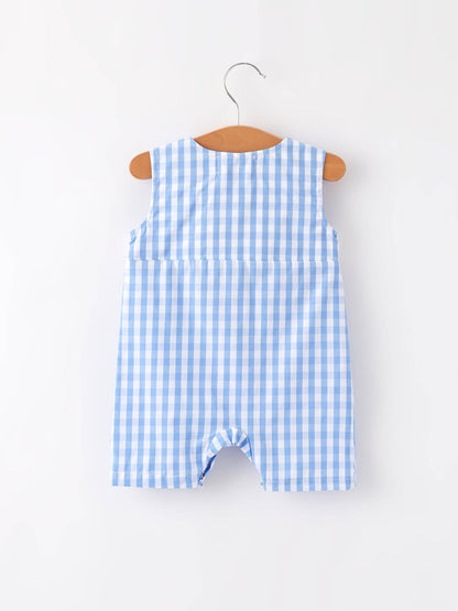 4th of july Flag Embroidery Smocking Boys Romper