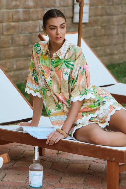 Resort Style Printed Shirt And Short Set