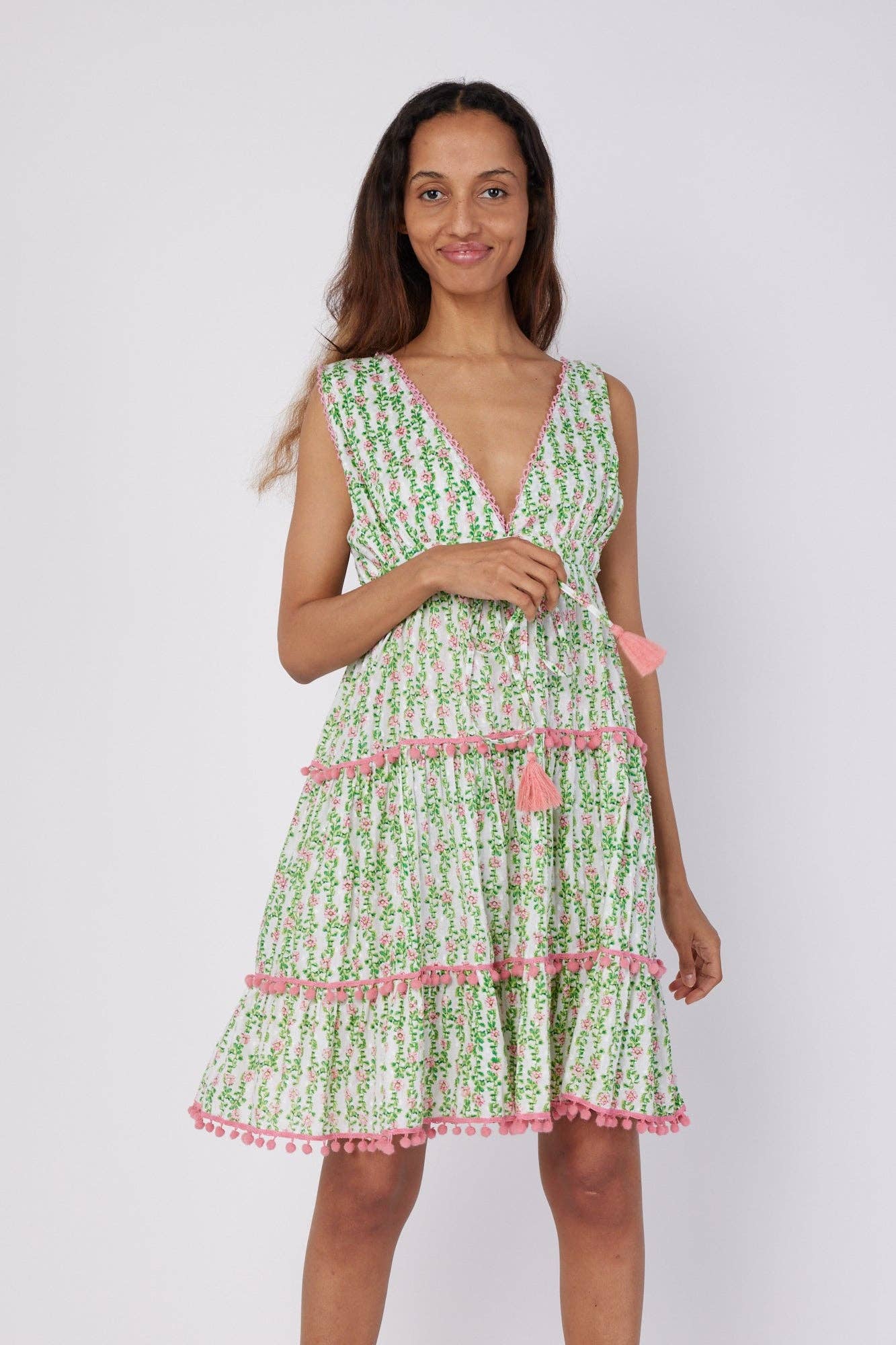 Paula Cover Up Resort Spring Summer Dress Pink Green