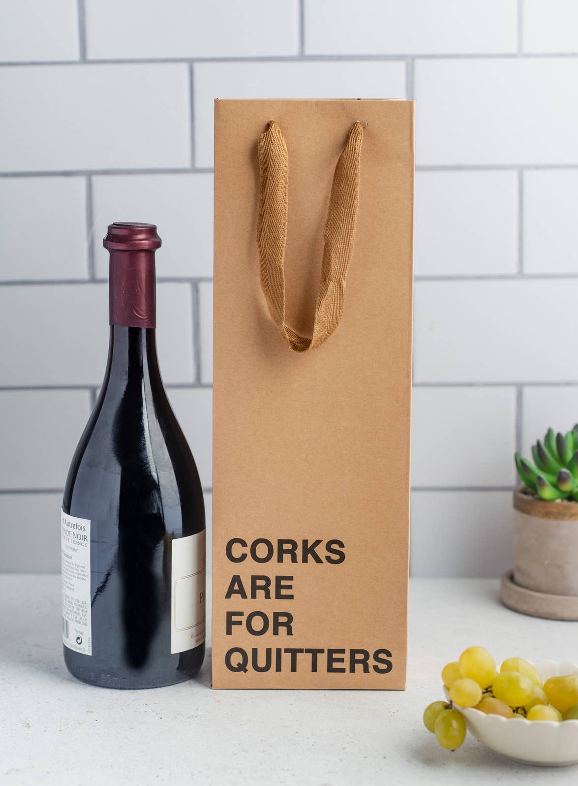 "Corks are for quitters" Wine Gift Bag