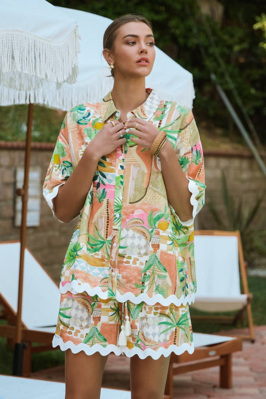 Resort Style Printed Shirt And Short Set