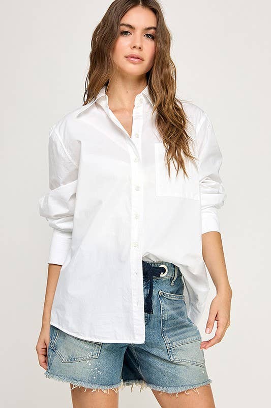 POPLIN OVERSIZED LONG SLEEVE BUTTONDOWN SHIRT