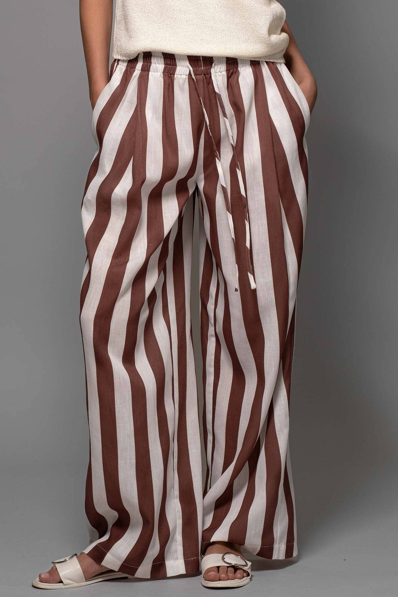 Breezy Linen-Blend Striped Wide-Leg Pants