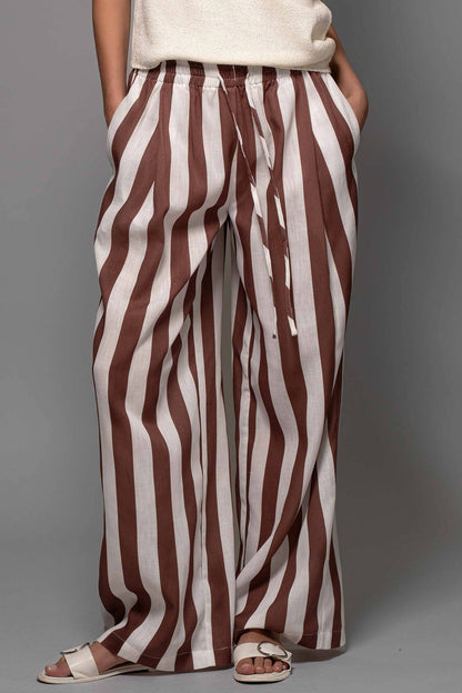 Breezy Linen-Blend Striped Wide-Leg Pants