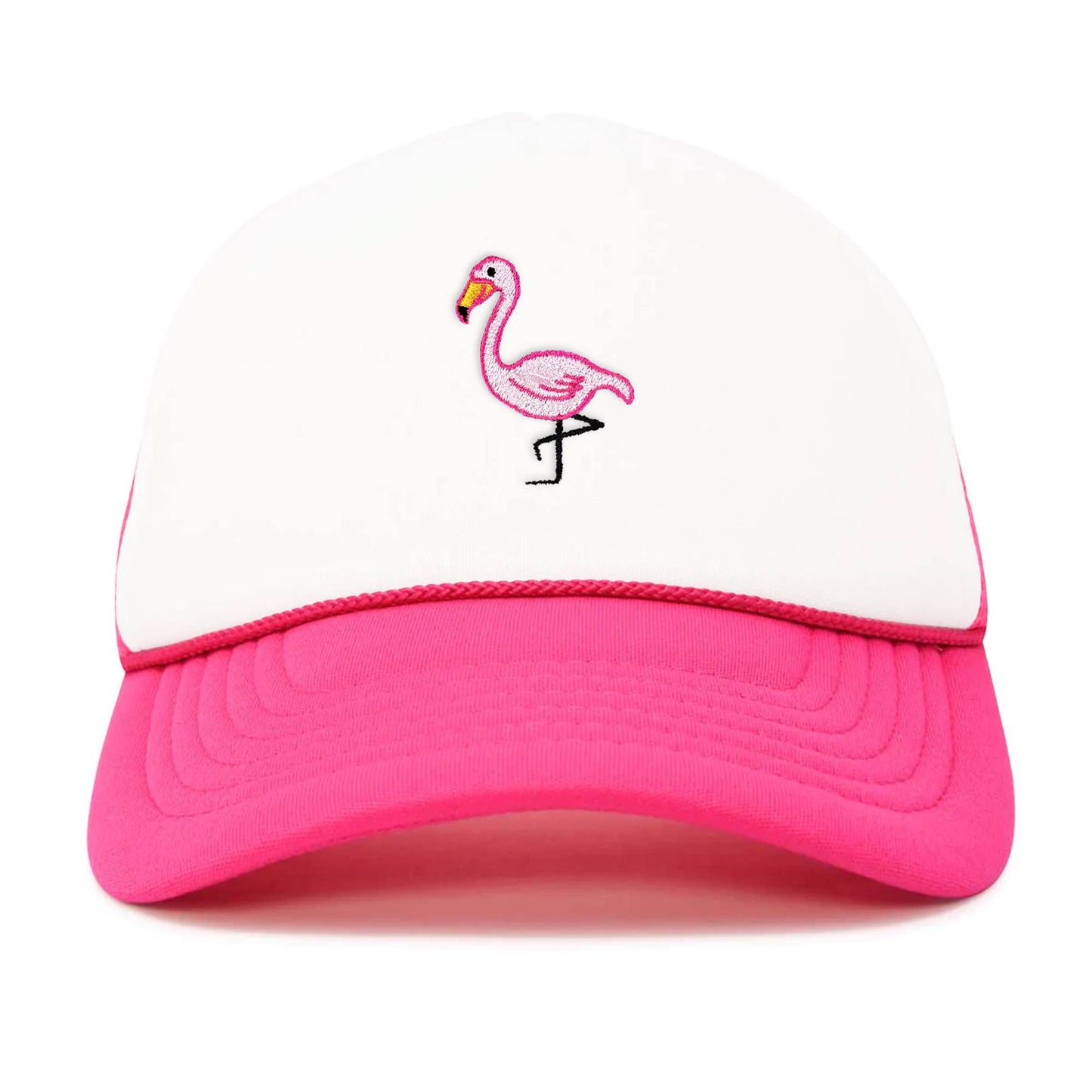 Dalix Embroidered Flamingo Trucker Cap Hat Women