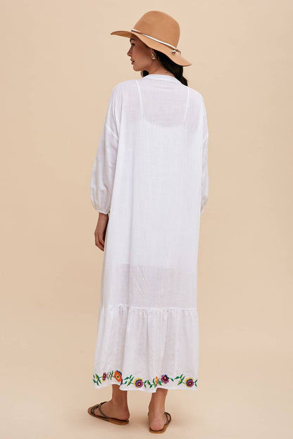 COTTON EMBROIDERED RESORT DRESS