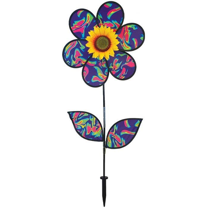 16" Blue Psychedelic Flower with Leaves