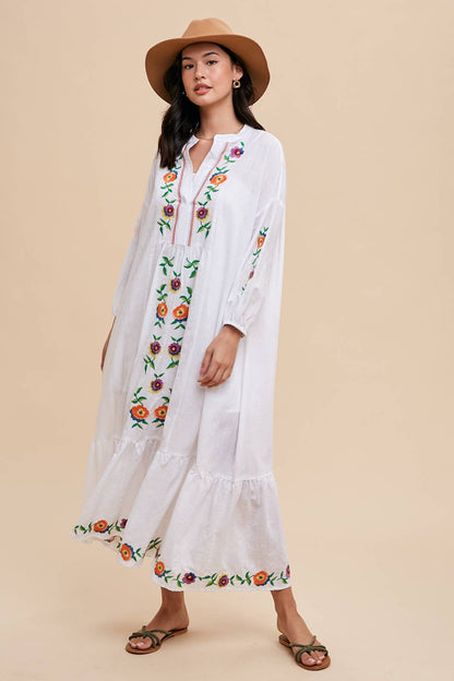 COTTON EMBROIDERED RESORT DRESS